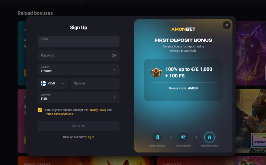 Amonbet login online